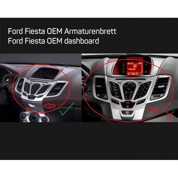 2-DIN Paneel Ford Fiesta met Multifunctioneel display 2008-2013 - Kleur: Zwart