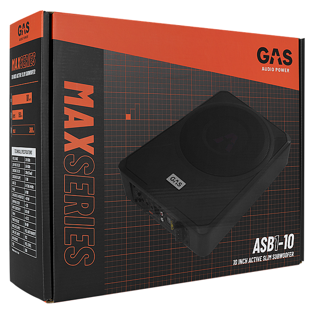 GAS MAX Level 1 Amplified Underseat Subwoofer 10
