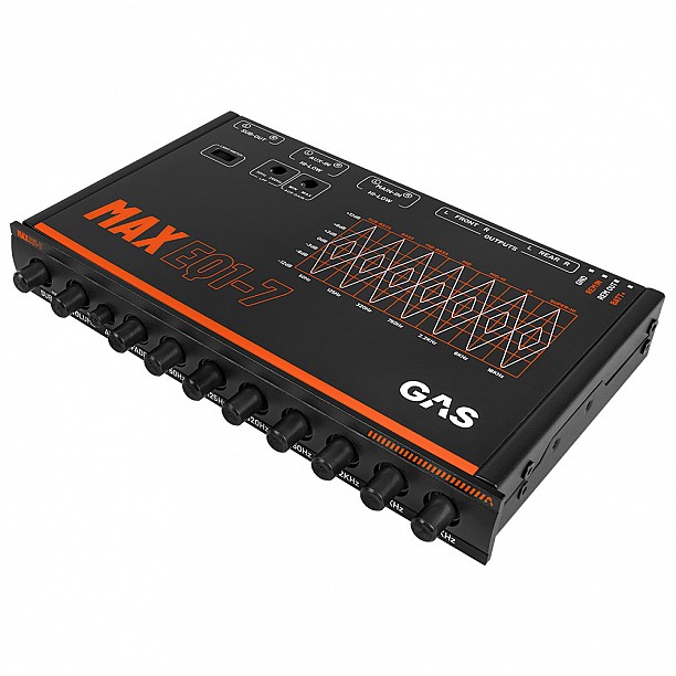 GAS MAX ½DIN 7-band EQ, 6V Pre-Outs