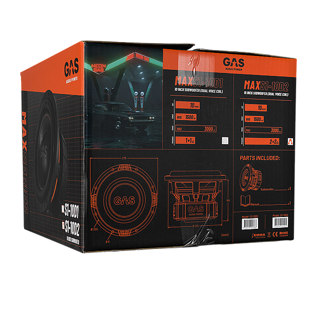 GAS MAX Level 1 Subwoofer 10