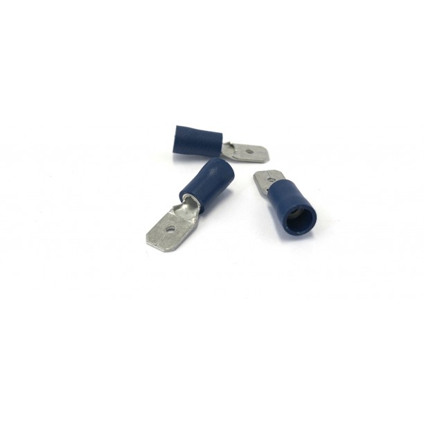 Kabelverbinder geïsoleerd Male blauw 6.3 mm / 1.5 - 2.5 mm² / A: 6mm - B: 0.8mm (100 stuks) Kabelverbinder geïsoleerd Male blauw 6.3 mm / 1.5 - 2.5 mm² / A: 6mm - B: 0.8mm (100 stuks)