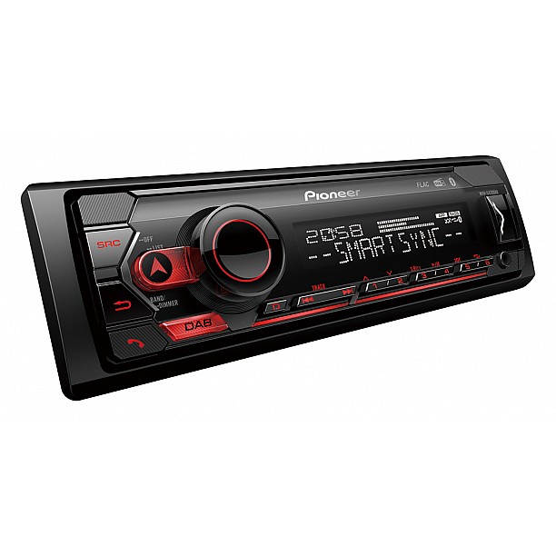 Pioneer MVH-420DAB Receiver 1DIN USB/BT/DAB+ rood Pioneer MVH-420DAB Receiver 1DIN USB/BT/DAB+ rood