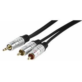 Audio cable 3.5 mm jack (male) > 2x RCA cinch (male) premium, 2.5 meter