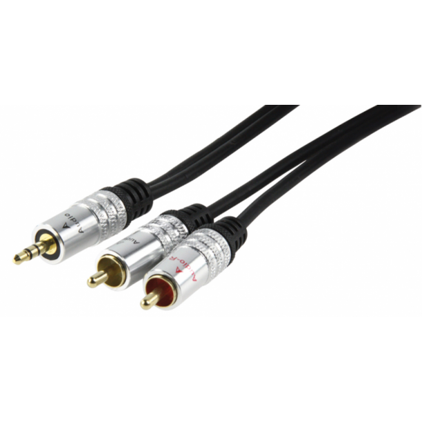 Audio cable 3.5 mm jack (male) > 2x RCA cinch (male) premium, 2.5 meter