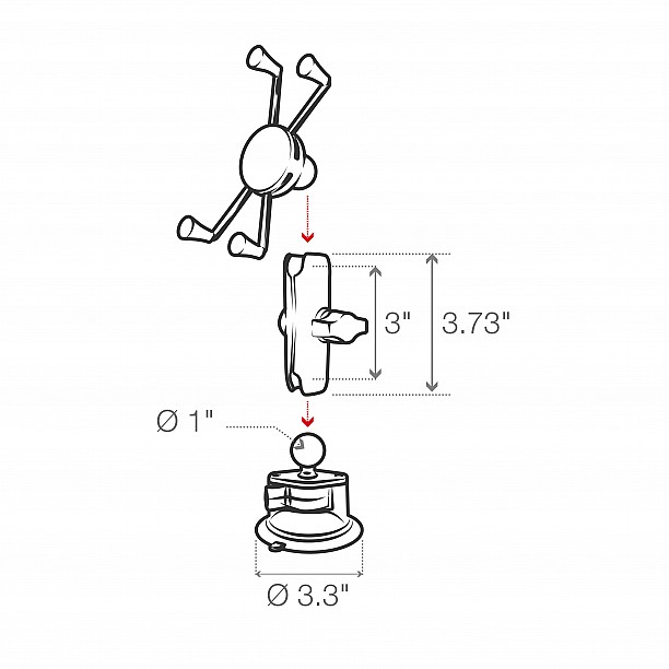 RAM® X-Grip® middelgroot telefoonhouder met RAM® Twist-Lock™ Zuignap