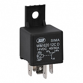 Miniatuur relais 1A bedrading standaard coll 12V, 40/30A, 1,6W 26,5x26,5x24,5