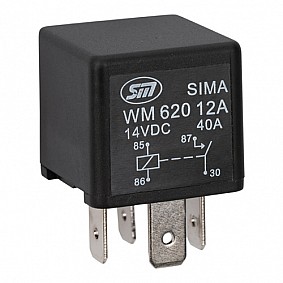 Miniatuur relais 1A bedrading standaard coll 12V, 40A, 1,6W 26,5x26,5x24,5