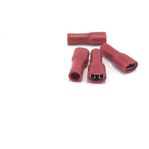 Kabelverbinder geïsoleerd Female Rood 6.3 mm / 0.5 - 1.5 mm² / A: 6.3mm - B: 0.8mm (100 stuks)