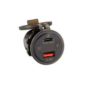 Dual USB auto lader 12V/24V USB-A / USB-C 5V 3.1A snellader