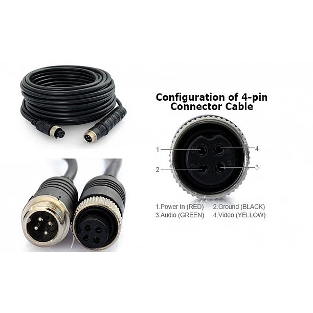 Camera extension cable 15 meter with 4-pins connector (4-p male to 4-p female)