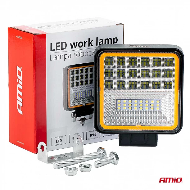 Werklamp AWL12 42 LED FLootlight & Spotlight 9-36V, afm.: 110x110mmm Angel Eyes