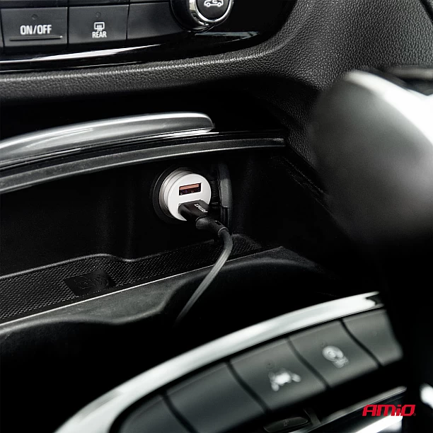 Autolader 2x USB-A 2.1A 12/24V AMiO-03872