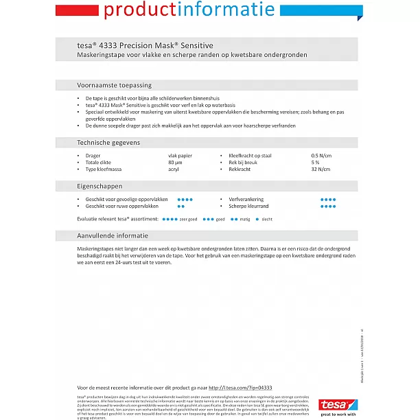 Tesa Precision Mask Sensitive 04333 L.50mtr x B. 25mm Roze (Per 6 Stuks)