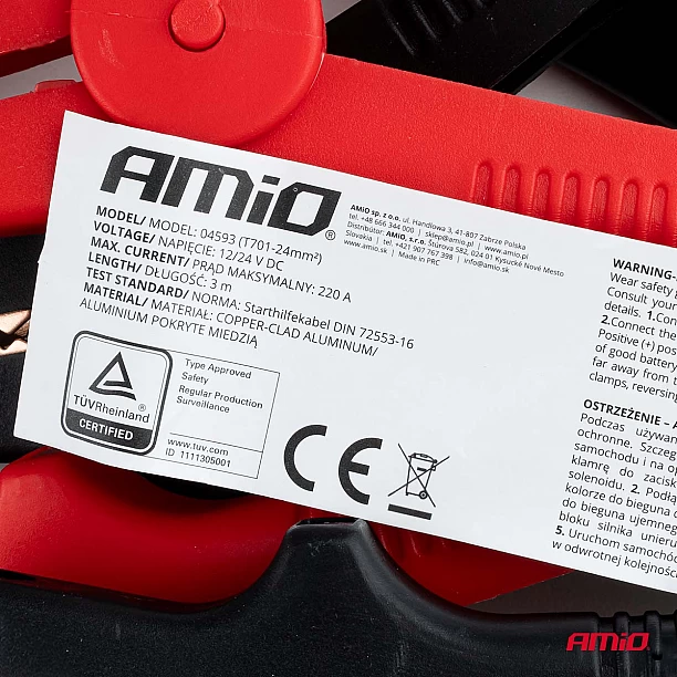 Professionele Startkabelset  220A, lengte 3mtr TUV gecertificeerd