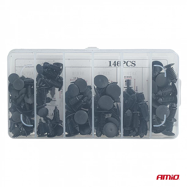 Set met 146stuks Automotive clips en bevestigingspinnen