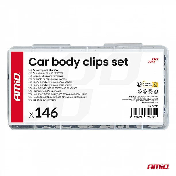 Set met 146stuks Automotive clips en bevestigingspinnen