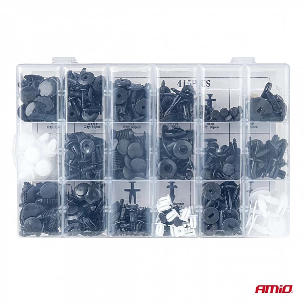 Set met 415stuks Automotive clips en bevestigingspinnen
