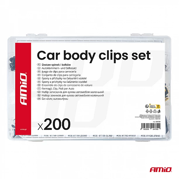 Set met 200stuks Automotive clips en bevestigingspinnen