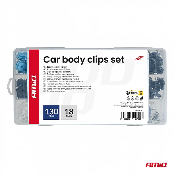 Set met 148stuks Automotive clips en bevestigingspinnen + gereedschap