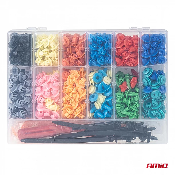 Set met 420stuks Automotive clips + 15stuks gereedsschap