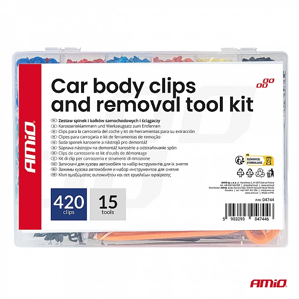 Set met 420stuks Automotive clips + 15stuks gereedsschap