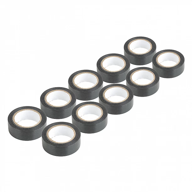 Set van 10 zwarte PVC-isolatietapes, 19 mm x 10 m x 0,13 mm