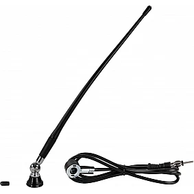 Universele opbouw antenne chroom AM / FM (DAB+ ready), rubber spriet