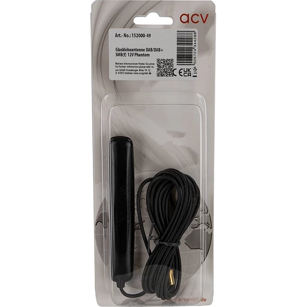 Binnenraam plak antenne DAB+ SMB female 250cm kabel Binnenraam plak antenne DAB+ SMB female 250cm kabel