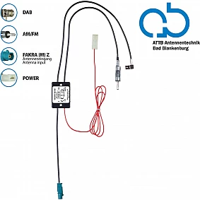 Bad Blankenburg Antennesplitter AM/FM DAB+ Fakra(m)>DIN(m)/SMB(f) versterkt