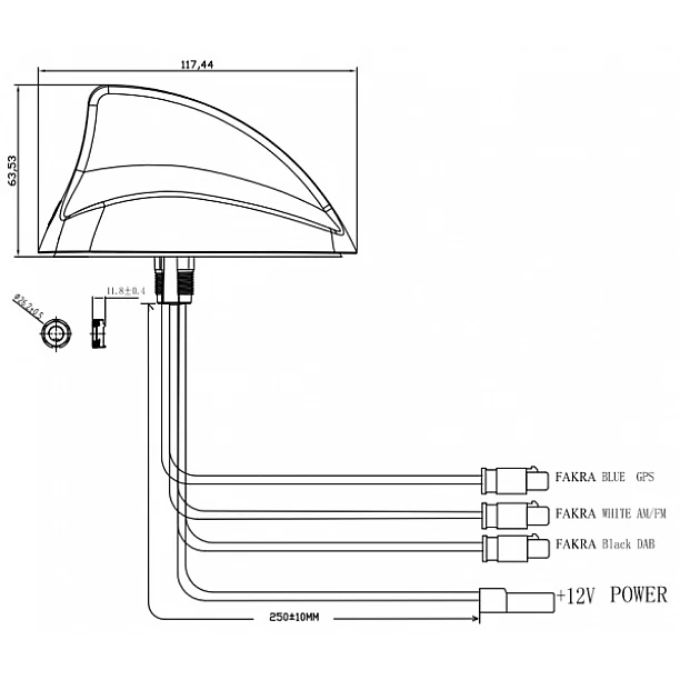 Opti - Shark fin antenne AM / FM DAB / DAB + GNSS (GPS) excl. verlengkabels Opti - Shark fin antenne AM / FM DAB / DAB + GNSS (GPS) excl. verlengkabels