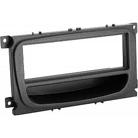 1-DIN Paneel met aflegbakje. Ford Mondeo /Focus / S-Max/ Galaxy/ Tourneo Connect  Kleur: Zwart