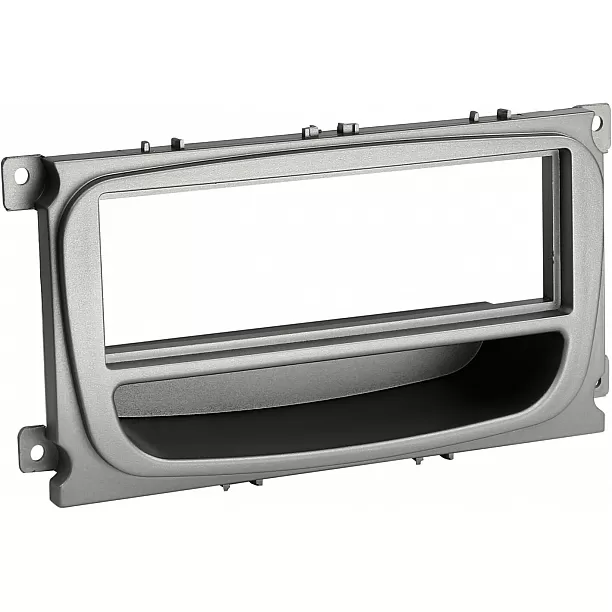 1-DIN Paneel met aflegbakje. Ford Mondeo /Focus / S-MAX / Galaxy Kleur: Zilver 1-DIN Paneel met aflegbakje. Ford Mondeo /Focus / S-MAX / Galaxy Kleur: Zilver