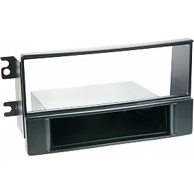 1-DIN Paneel met aflegbakje. Kia Sportage II (KM/JES Facelift) 2008-2010 Kleur: Zwart