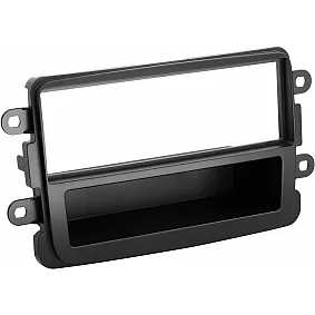 1-DIN Paneel met aflegbakje.Dacia / Fiat / Nissan/ Opel / Renault  Kleur: Zwart
