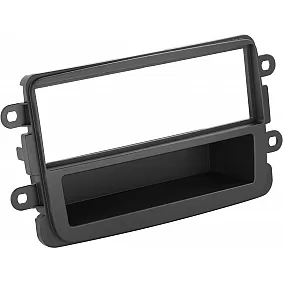 1-DIN Paneel met aflegbakje. Dacia - Opel - Nissan - Renault - Fiat Kleur: Donkergrijs