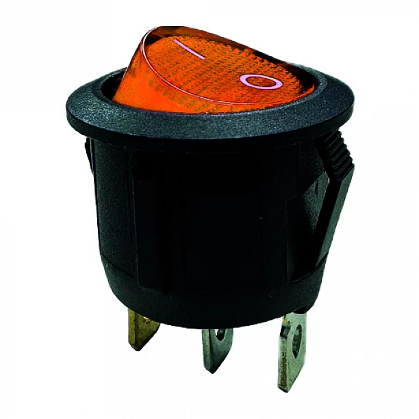 Wipschakelaar amber aan - uit, 12V, 10A, 20mm, led in blister Wipschakelaar amber aan - uit, 12V, 10A, 20mm, led in blister