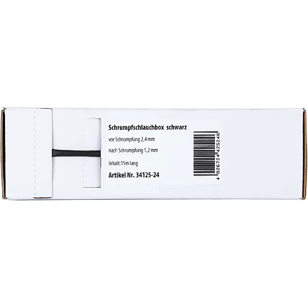 Krimpkous Zwart Ø 2.4 mm Ø 1.2 mm Lengte 15 meter Krimpkous Zwart Ø 2.4 mm Ø 1.2 mm Lengte 15 meter