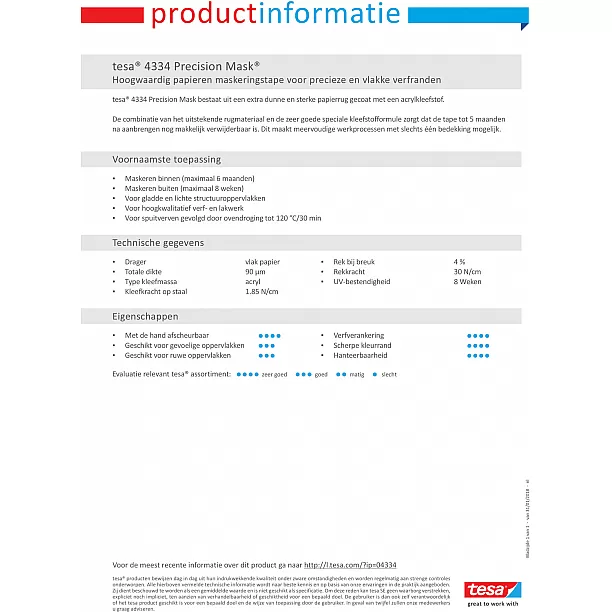 Tesa Precision Mask Indoor 04334  L.50mtr x B.25mm Geel (Per 6 Stuks)