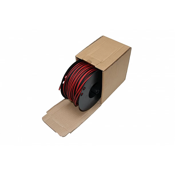 Luidspreker kabel 2 x 1,50 mm zwart / rood 50mtr haspel Luidspreker kabel 2 x 1,50 mm zwart / rood 50mtr haspel