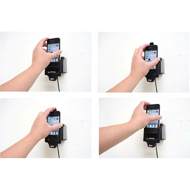 Brodit houder - Apple iPhone 4/4S Actieve houder. Met slot en 12V USB Let op: Uitlopend artikel, Kan niet retour!