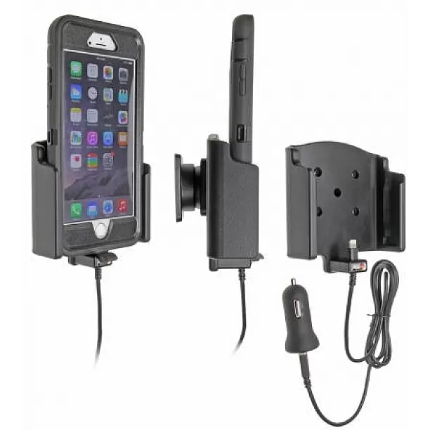 Brodit houder - Apple iPhone 6/7/8 Plus Actieve houder met 12V USB plug. Otterbox defender hoes,