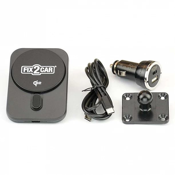 Fix2Car houder voor QI2 draadloos opladen voor Iphone 13/14/15/16, max 15W, met magnetische ring.
