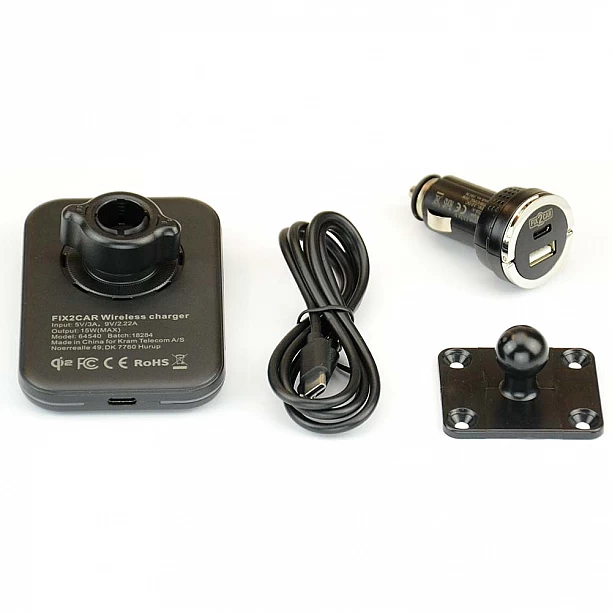 Fix2Car houder voor QI2 draadloos opladen voor Iphone 13/14/15/16, max 15W, met magnetische ring.