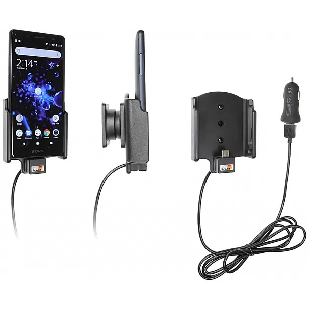 Brodit houder - Sony Xperia XZ2 Compact Actieve houder met 12V USB plug Brodit houder - Sony Xperia XZ2 Compact Actieve houder met 12V USB plug
