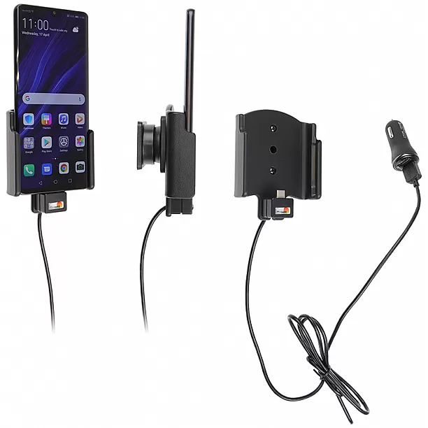 Brodit houder - Huawei P30 Pro Actieve houder met 12V USB plug Brodit houder - Huawei P30 Pro Actieve houder met 12V USB plug