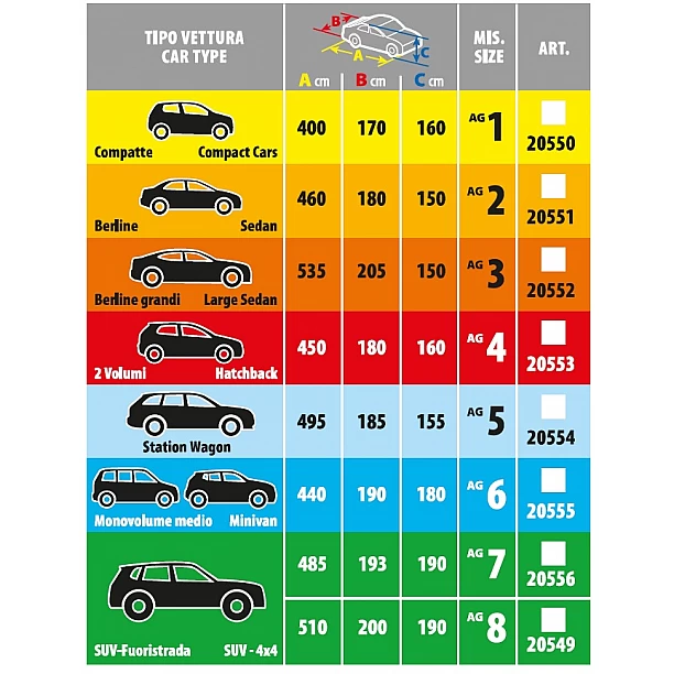 Hagelbeschermhoes Auto XXL 190x200x510cm