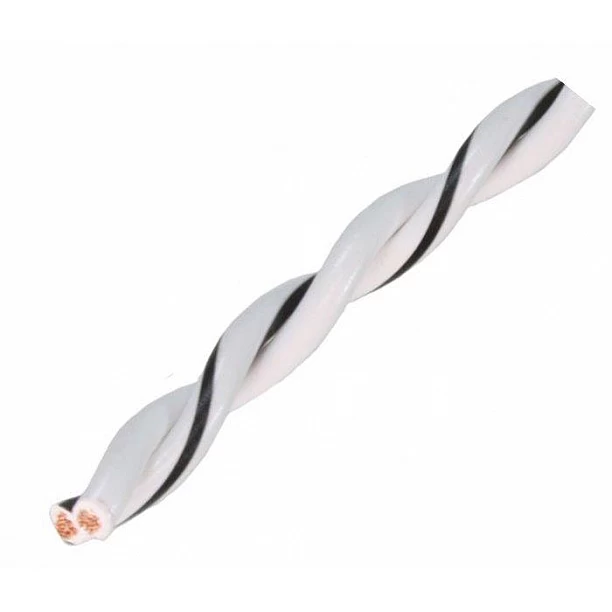 AUDIO SYSTEM Gedraaide luidsprekerkabel. Wit. 2x 0,5mm² . 200 mtr per rol