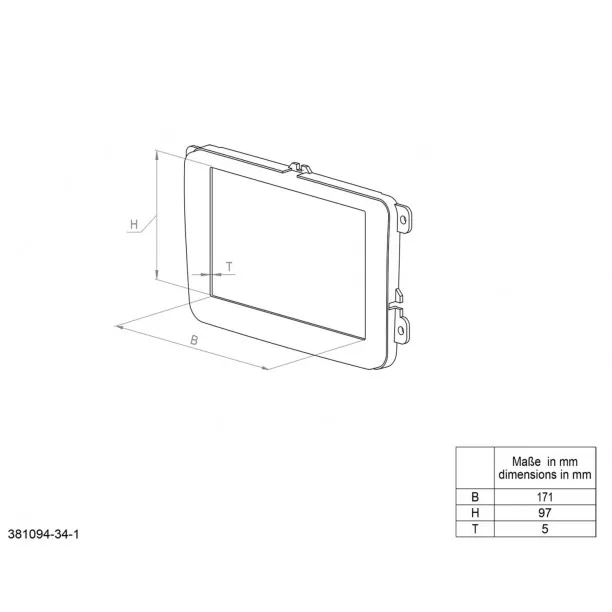 2-DIN Paneel Fiat Doblò 2015-2022 / Opel Combo 2015-2019  - Kleur : Zwart
