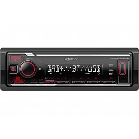 Kenwood KMM-BT408DAB Bluetooth autoradio + DAB - inclusief DAB+ antenne - Rood