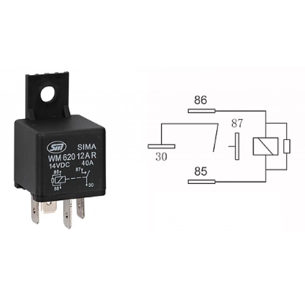 4 polig relais met bevestigingsbeugel 1A bedrading standaard coll met weerstand 12V, 40A